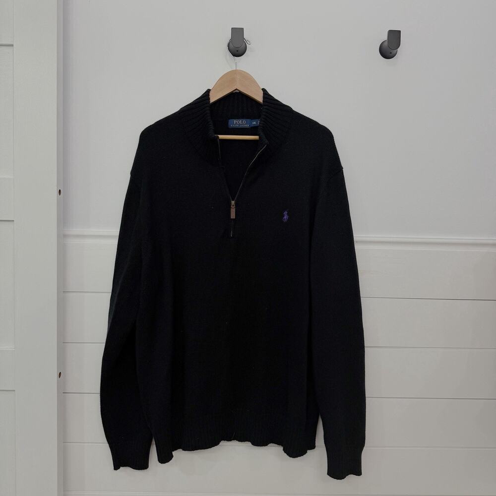 Men’s Polo Ralph Lauren Black 1/4 Zip Pullover Sweater Size XXL